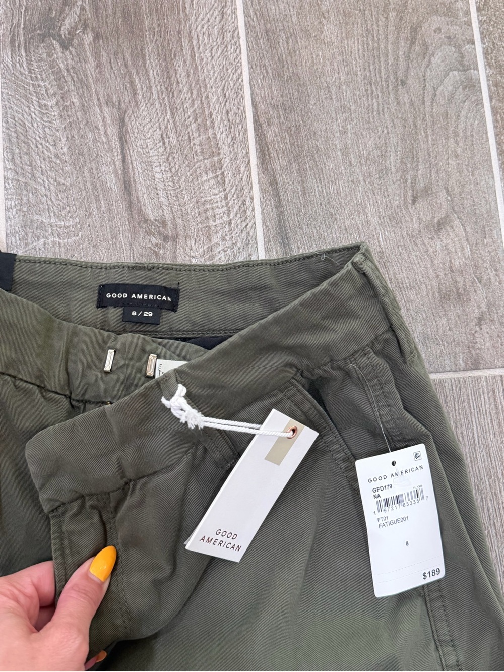 Good American Olive Green Wide-Leg Cargo Pants - Picture 3 of 8